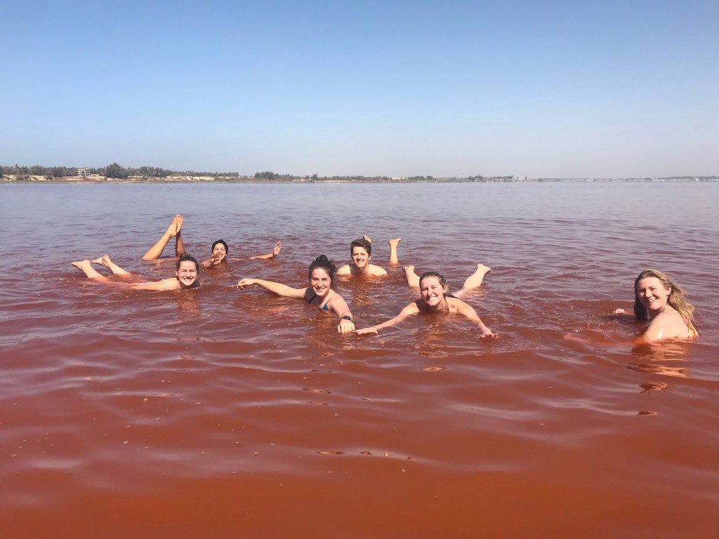 Can't sink! Too salty -- Lac Rose day trip