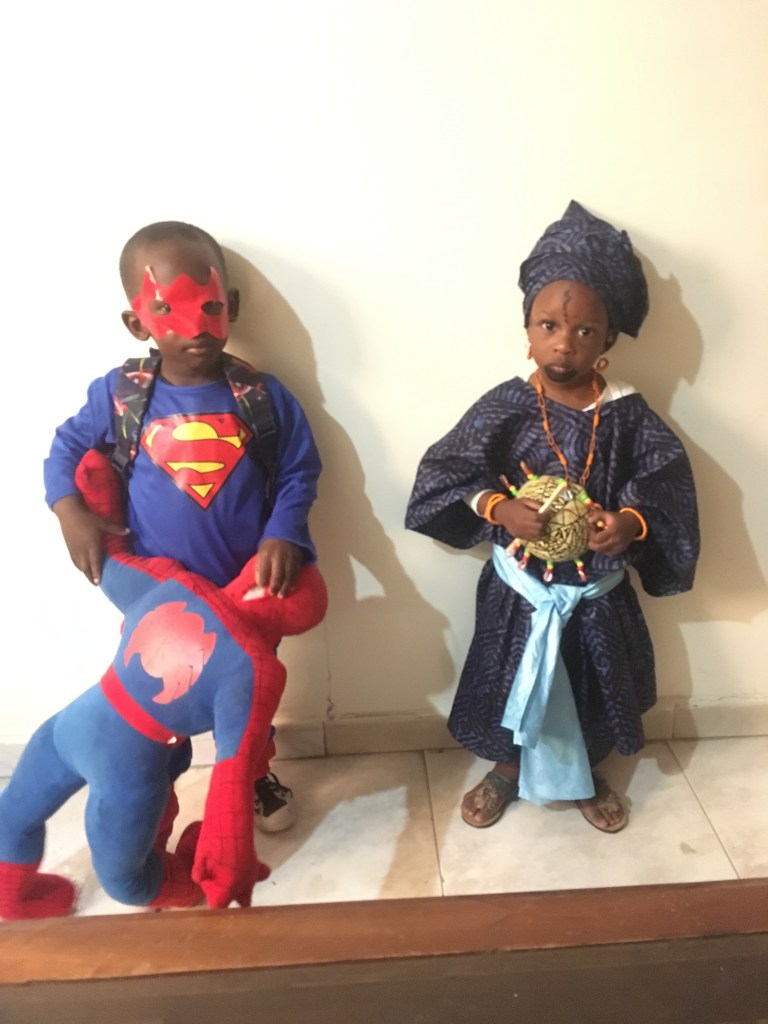 Bashir and Aïchatou -- two of my host siblings -- in their Mardi Gras best