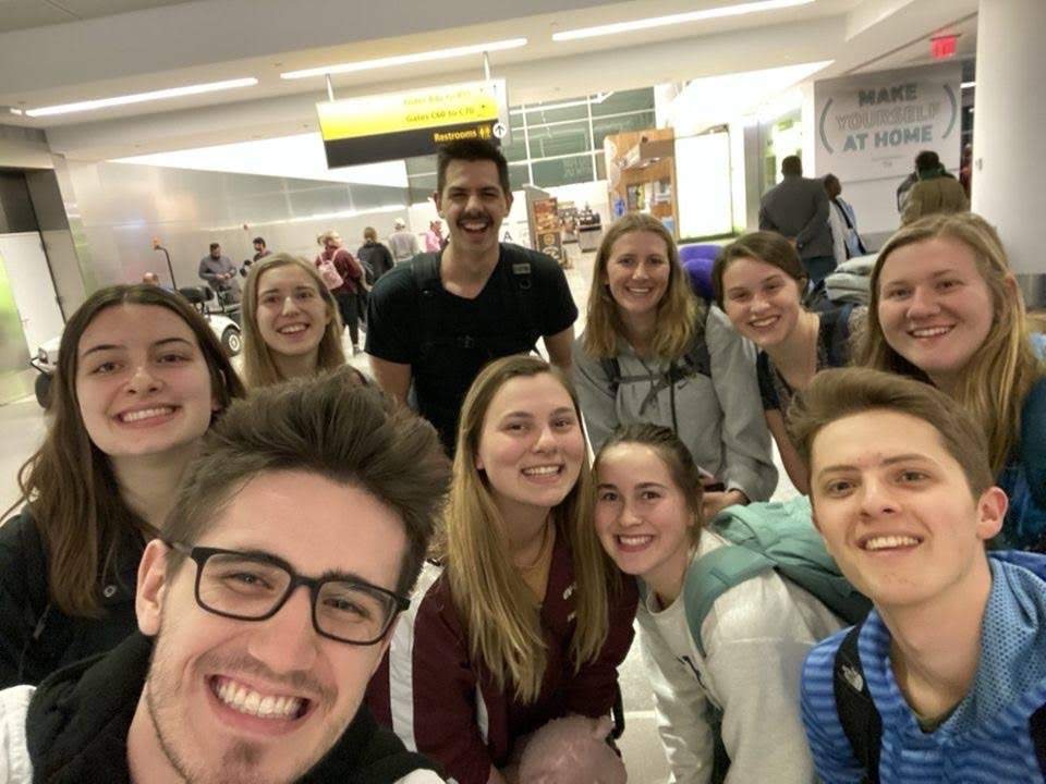 Just before boarding at JFK! (ft. a nice American we met also on our flight)