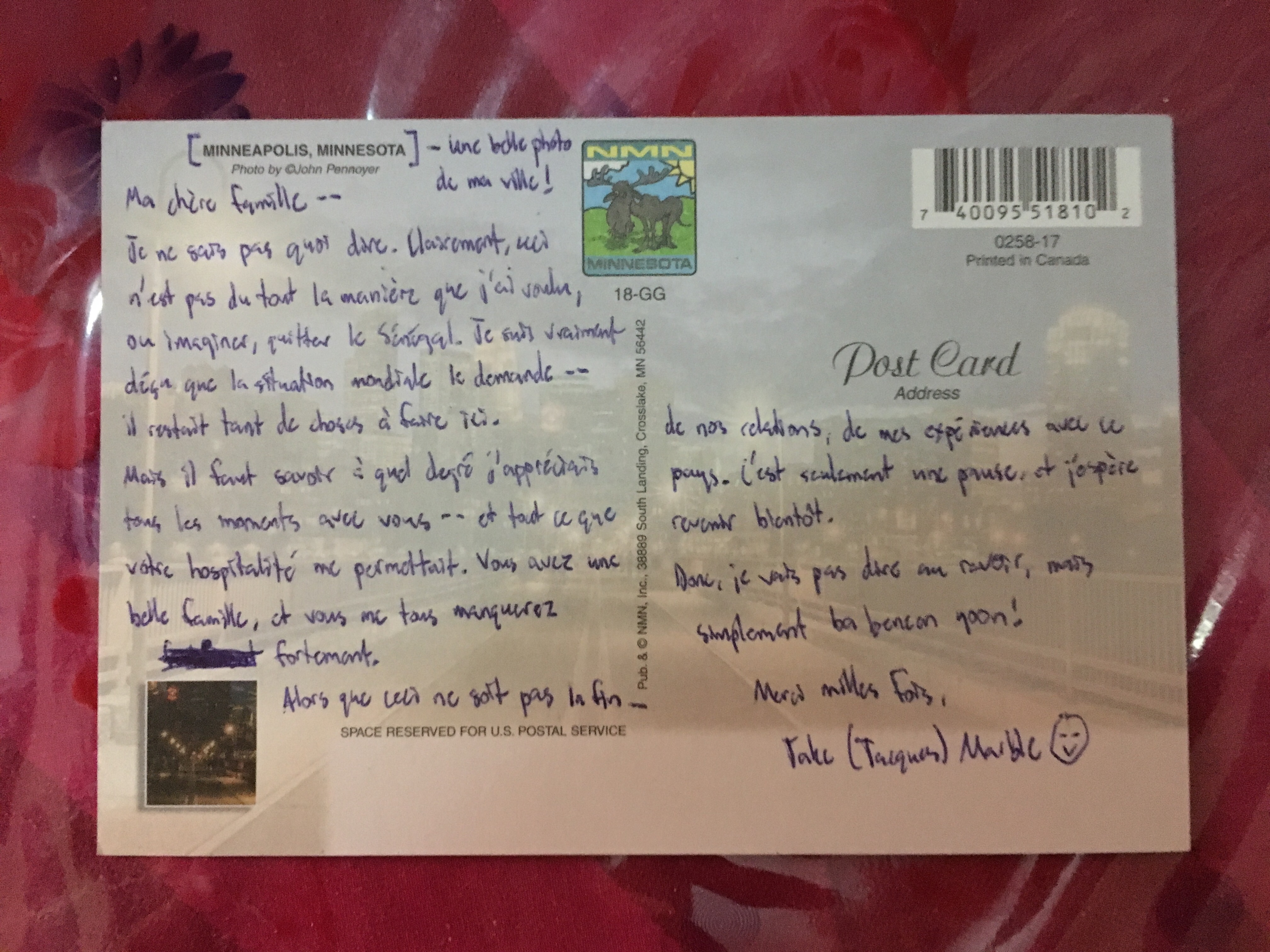 A hastily written, but heartfelt, note to my host fam hours before departure. Miss them a lot.